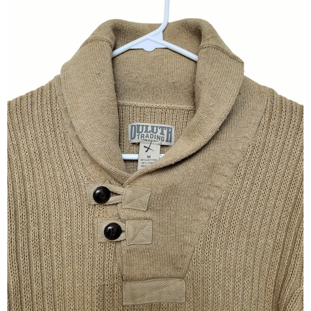 2 Duluth Trading High Neck Infantry Sweaters Men's M Buttoned Collar Sweater - Picture 3 of 7